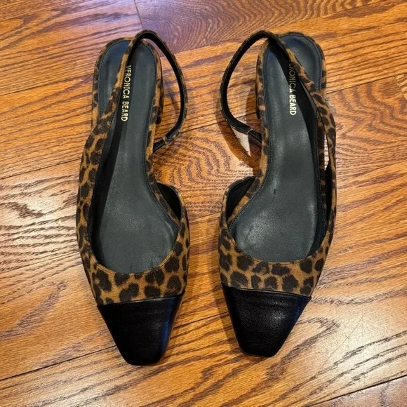 NWOB Veronica Beard Cecile Leopard Suede Slingback Pumps Size 9 - Picture 8 of 11